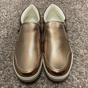 Brash Rose Gold Zip Sneakers